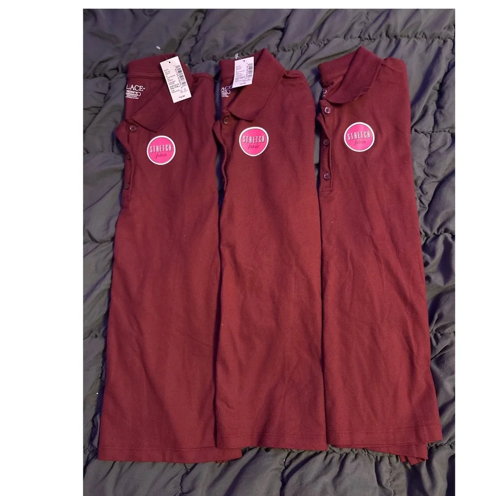 NEW The‎ Children's Place Girls Burgundy Uniform Polo Shirts Lot of 3 XXL 16